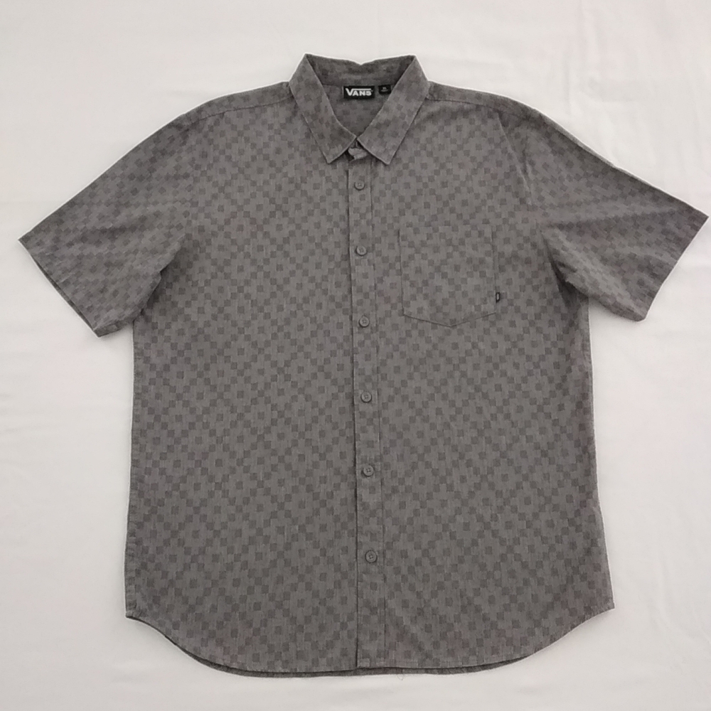 Vans Gray Short Sleeve Men's Shirt Aztec Geometric Design Size XL